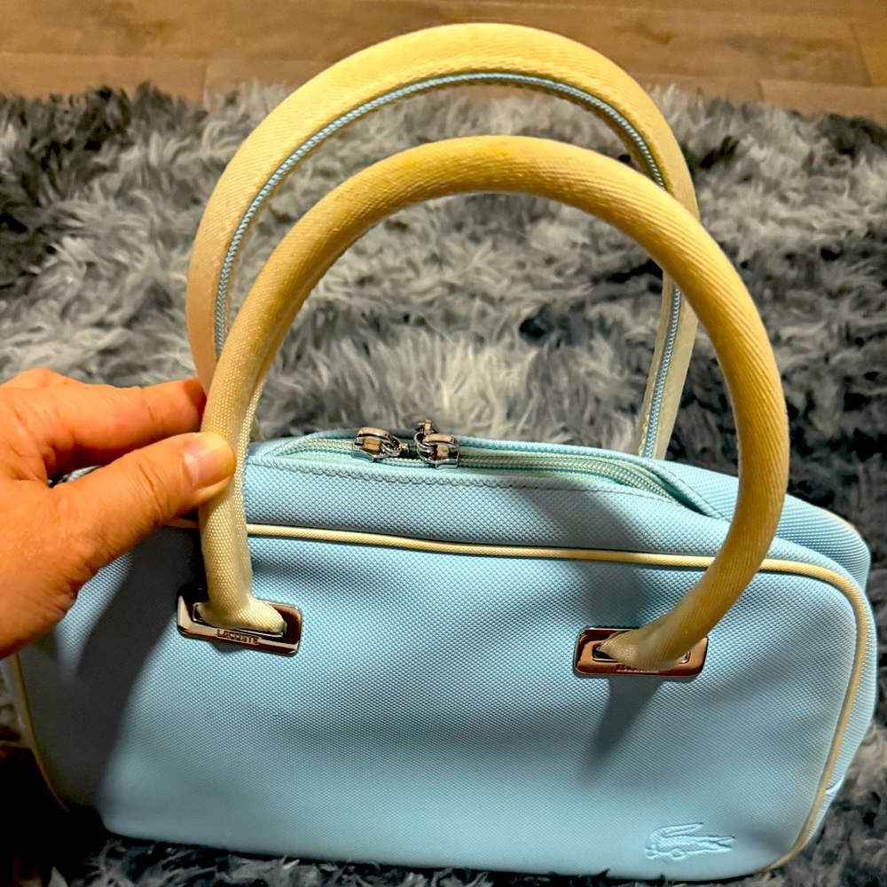 EUC Lacoste Classic Bowling bag in Sky Blue- small 12”x8”
